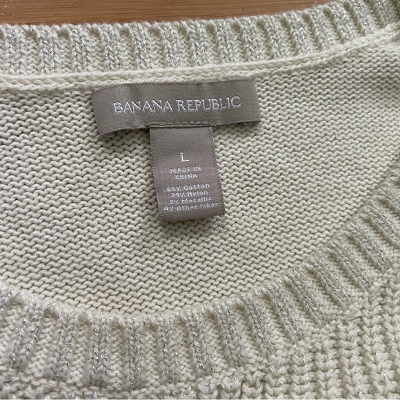 Banana Republic Womens Knit Sweater Large Alabaster Tint Pullover Cozy - Picture 2 of 8